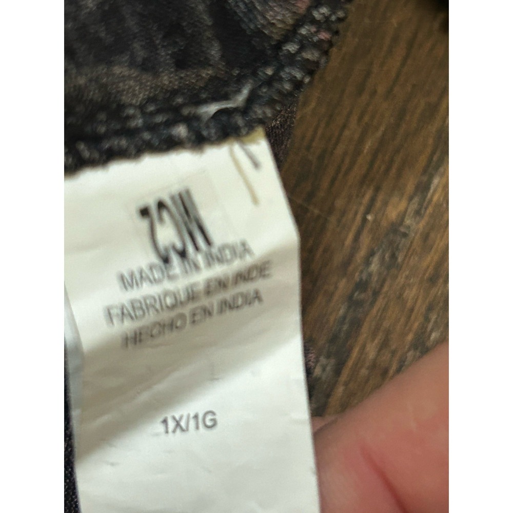 Lucky Brand Top Womens 1X Black Floral 3/4 Sleeve Peasant Boho Tunic Blouse - Picture 4 of 5